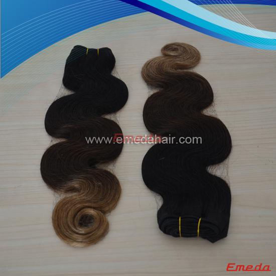 Grade 7A omber color brazilian human hair weft